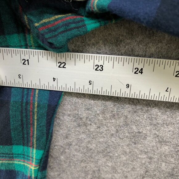 Gap Flannel Shirt Mens M Holiday Plaid Tartan Green Tapestry Navy Cotton - Picture 6 of 8